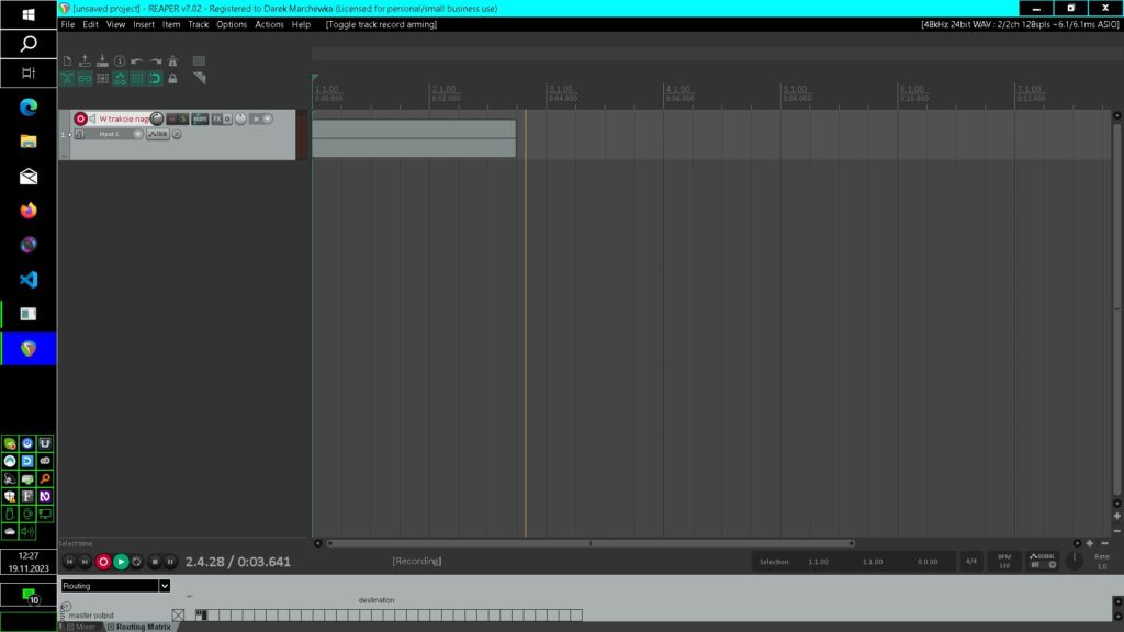Reaper w trakcie nagrywania